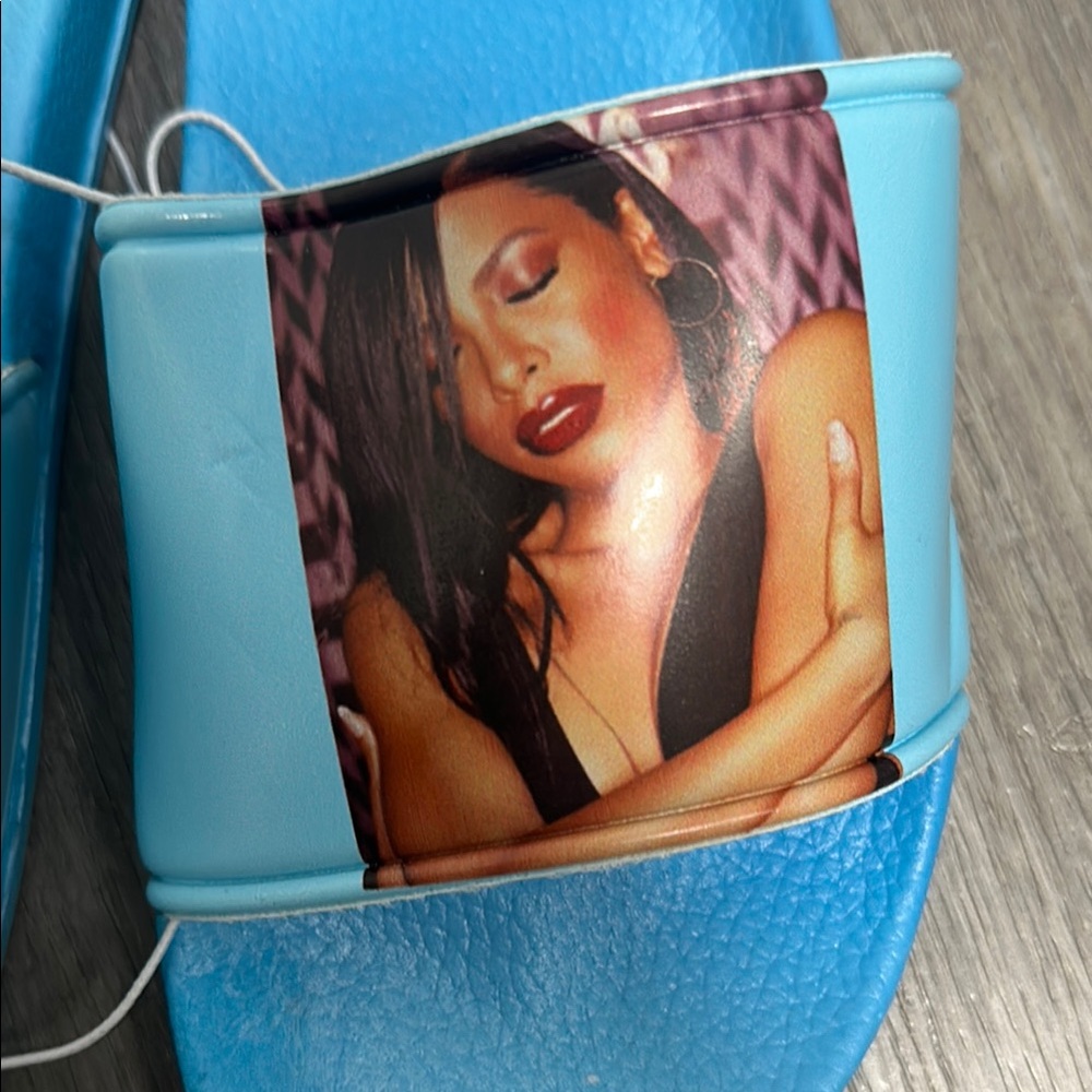 NEW Cross Colours Aaliyah Legacy Blue Slide Sandals Womens Size 7,8,9